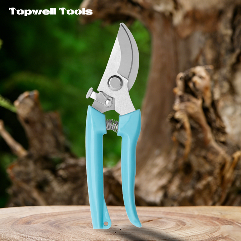6.93" Light Blue Bypass Pruning Shears - Stainless Steel Gardening