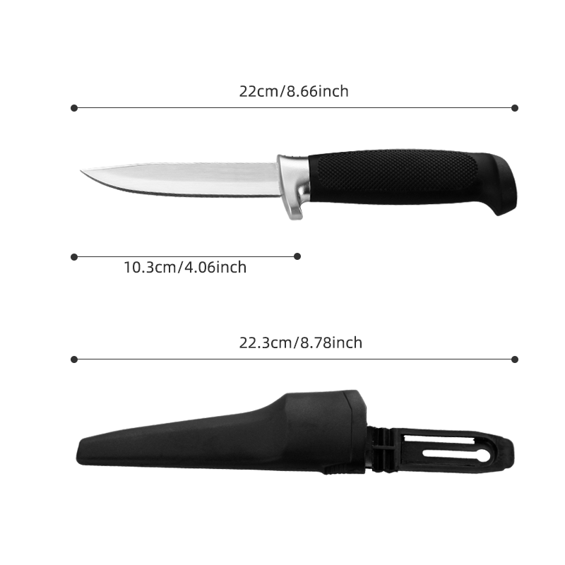 Professional 4" Fixed Blade Fishing Knife with Hard Clip-On Sheath