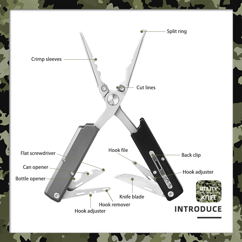 13-in-1 Professional Fishing Multi-tool - Heavy Duty Fishing Scissors & Pliers with Knife