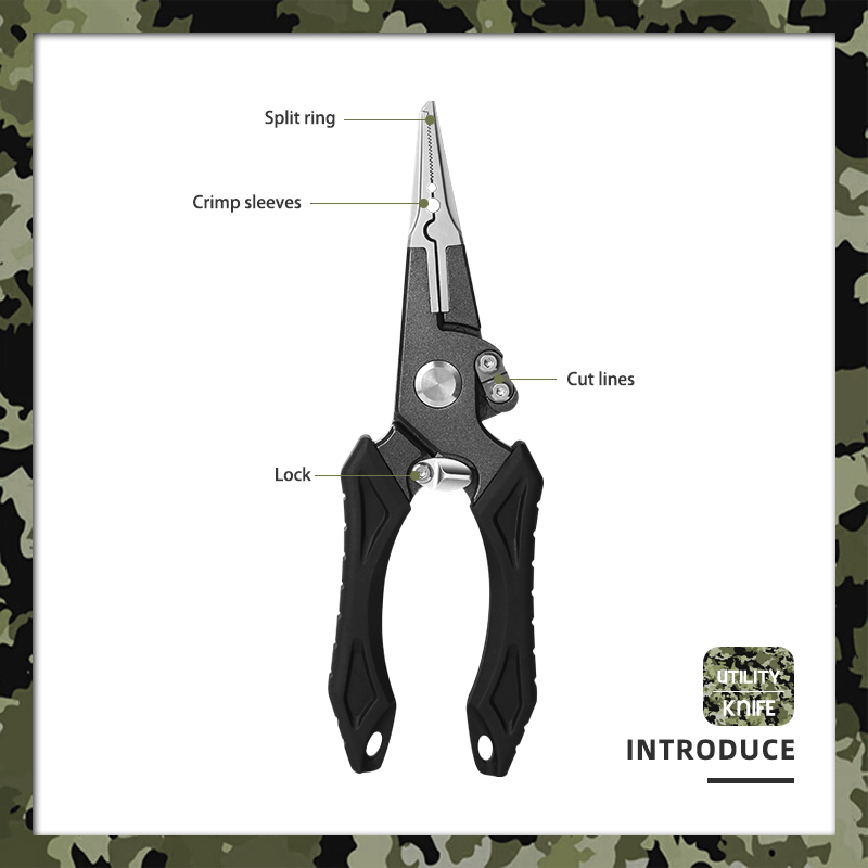 Aluminum Fishing Pliers with Tungsten Carbide Line Cutters - Split Ring Tool