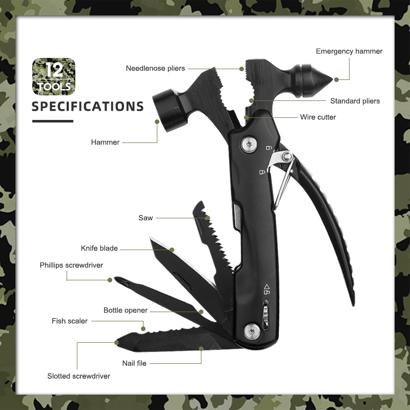 Complete Tactical Fishing & Survival Tool Kit - 12-in-1 Multi-Tool 