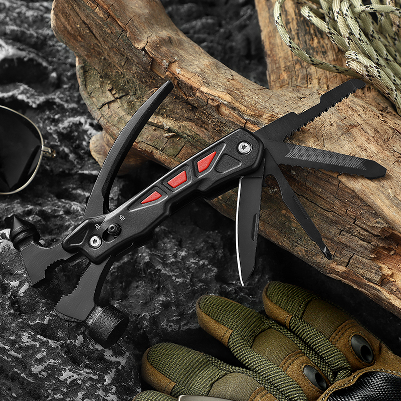 12-in-1 Stainless Steel Survival Camping Stainless Steel Multi Tool Multi Hammer for Car Emergency
