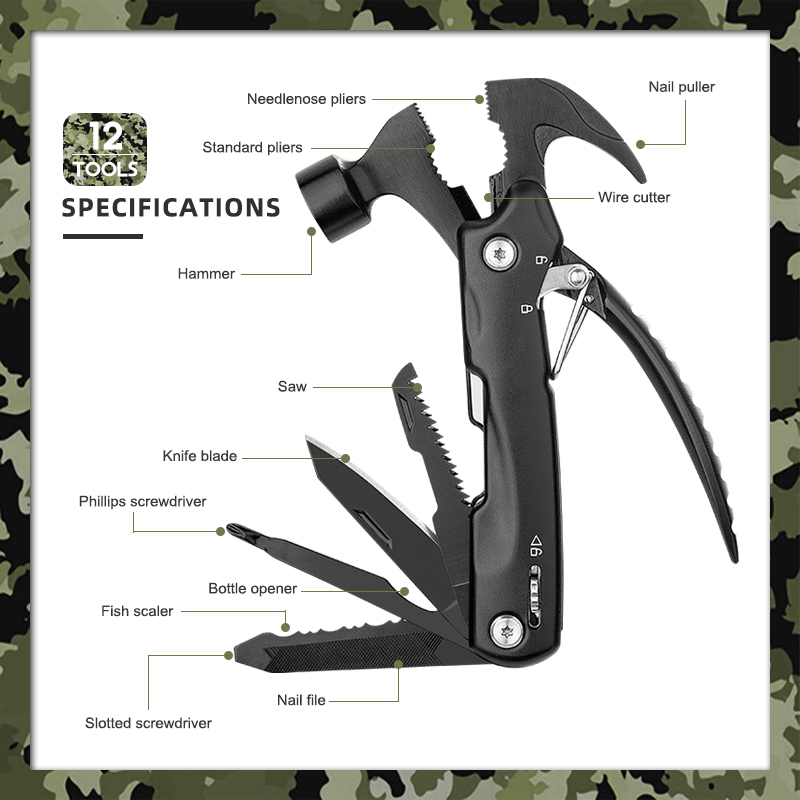 Portable Hammer Claw Car Emergency Safety Stainless Steel Multi Function Hammer