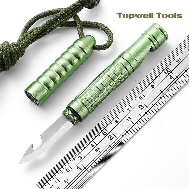 3 in 1 Multifunctional Survival Stainless Steel Mini Knife With Whistle,Bottler Opener,Knife for Self-defense Daily Practicality