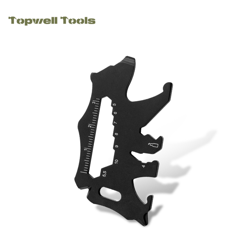 14-in-1 Bear-Shaped Pocket Multitool, Stainless Steel Survival Tool Card with Hex Wrenches