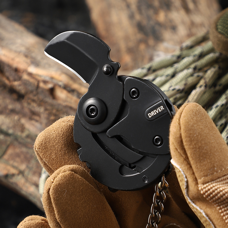 7-in-1 Keychain Multitool, Portable Round Folding Pocket Knife