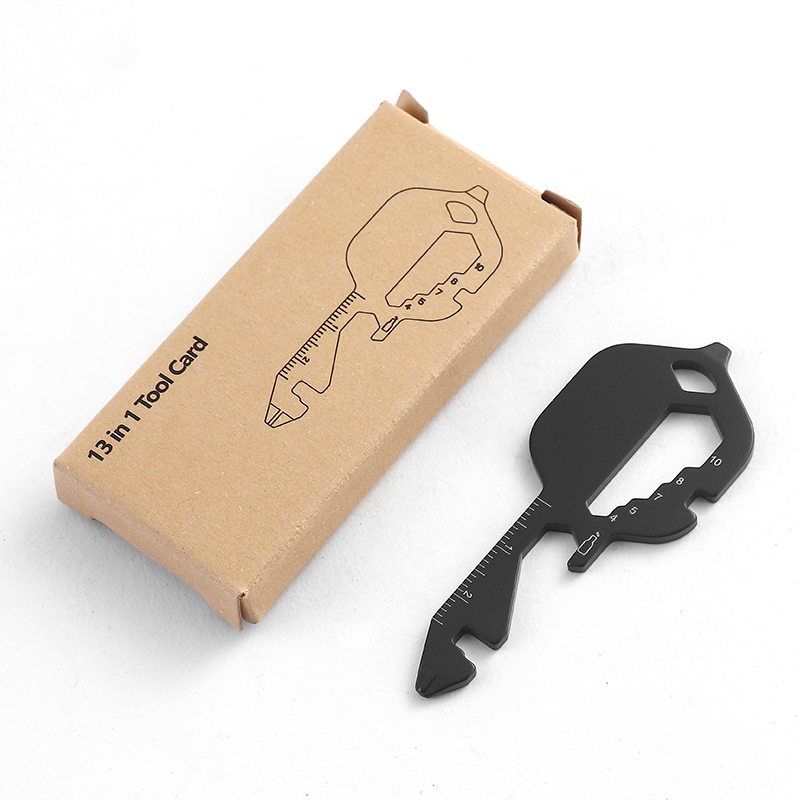Topwell Tools 13-in-1 Key-Shaped Pocket Multitool, Stainless Steel EDC Key Keychain Tool