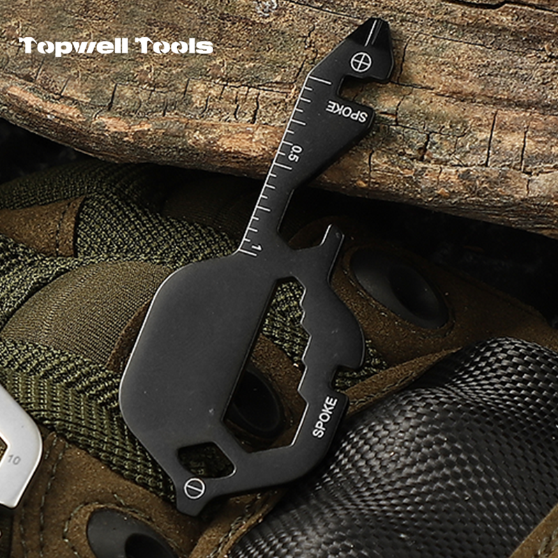 Topwell Tools 13-in-1 Key-Shaped Pocket Multitool, Stainless Steel EDC Key Keychain Tool