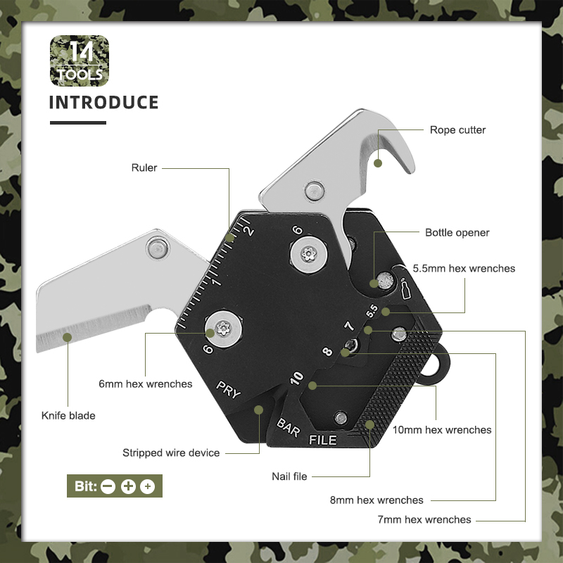12-in-1 Heavy Duty Hammer Pliers & 14-in-1 Hexagon Pocket Wrench Knife