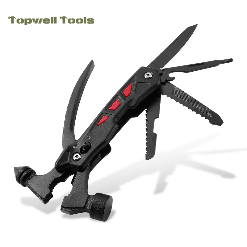 12-in-1 Stainless Steel Survival Camping Stainless Steel Multi Tool Multi Hammer for Car Emergency
