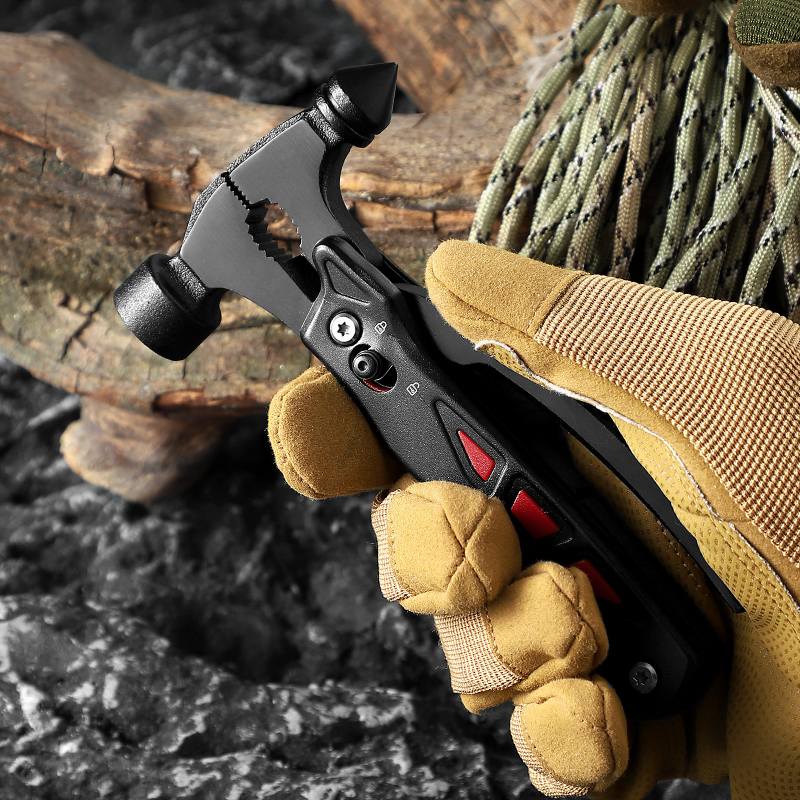 12-in-1 Stainless Steel Survival Camping Stainless Steel Multi Tool Multi Hammer for Car Emergency