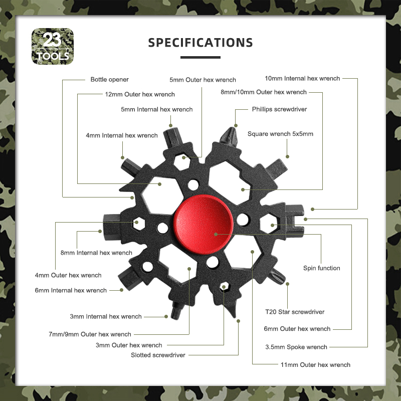 Snowflake Multitool 23 in 1 Screwdriver Bottle Opener Stainless Steel Snowflake