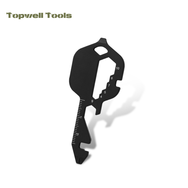 Topwell Tools 13-in-1 Key-Shaped Pocket Multitool, Stainless Steel EDC Key Keychain Tool