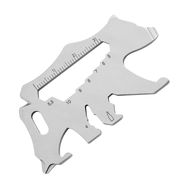 14-in-1 Bear-Shaped Pocket Multitool, Stainless Steel Survival Tool Card with Hex Wrenches