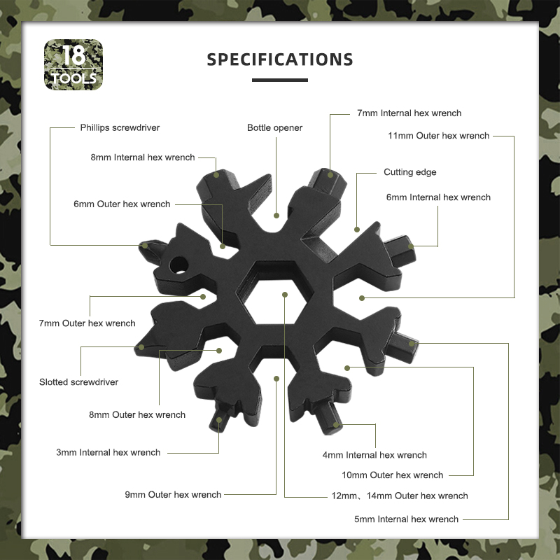 2-in-1 Heavy Duty Hammer Pliers & 18-in-1 Snowflake Tool