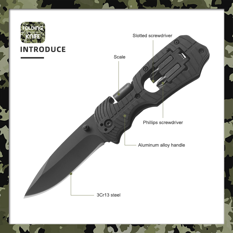 3 in 1 Multi-function Aluminium Alloy Folding Pocket Knife