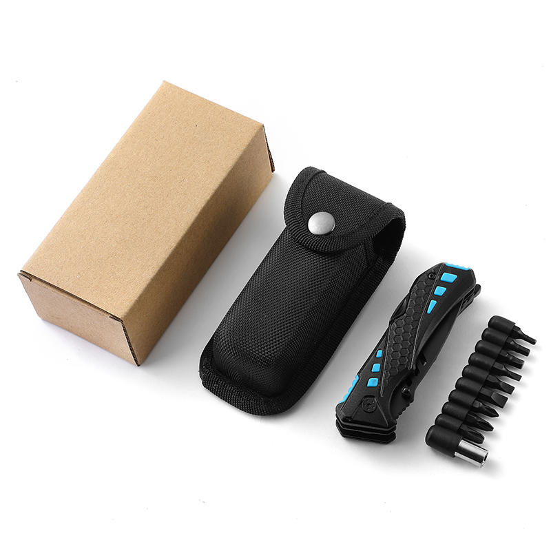 19-in-1 Multitool Pliers with 9-Piece Screwdriver Bit Set - Tactical Survival Folding Knife