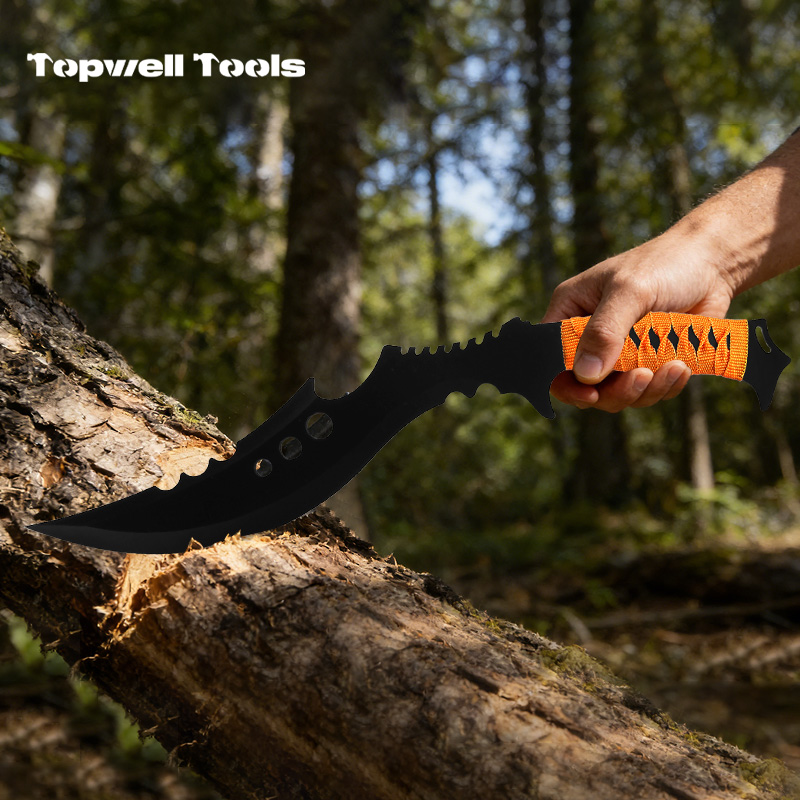 Tactical Fixed Blade Survival Knife - 420 Stainless Steel Full Tang  Curved Blade