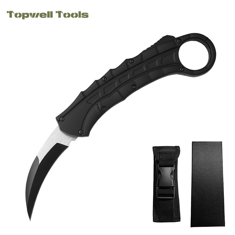 8.58" Automatic Karambit Knife - 420 Stainless Steel Blade with Aluminum Handle