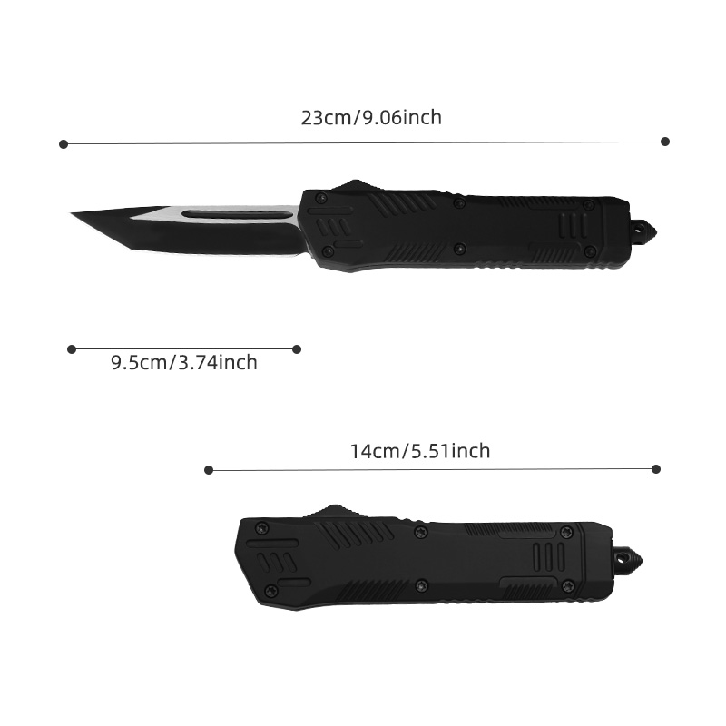 9.06" Tactical OTF Automatic Knife - 420 Stainless Steel Tanto Blade with Aluminum Alloy Handle & Integrated Window Breaker