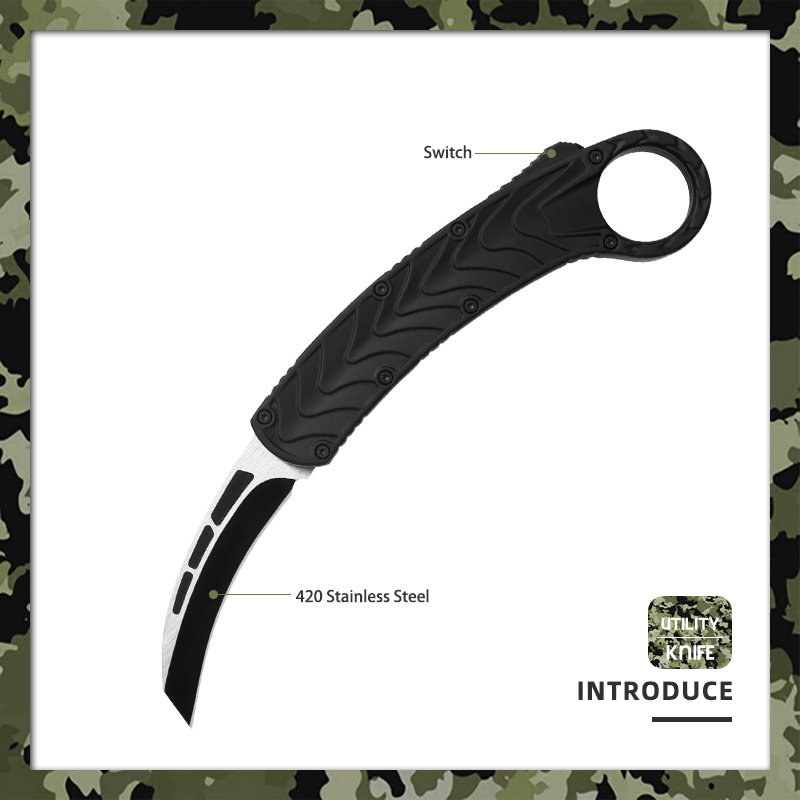 Automatic Karambit Knife - 420 Stainless Steel Hawkbill