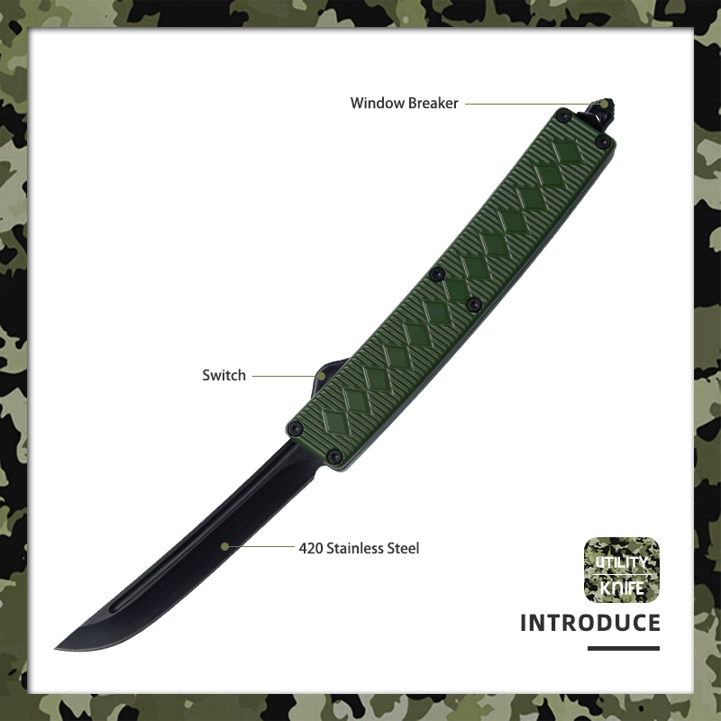 Olive Green Tactical OTF Automatic Knife
