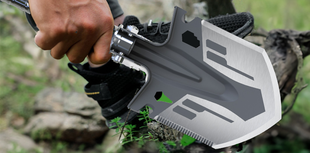 Ergonomic D-grip survival shovel