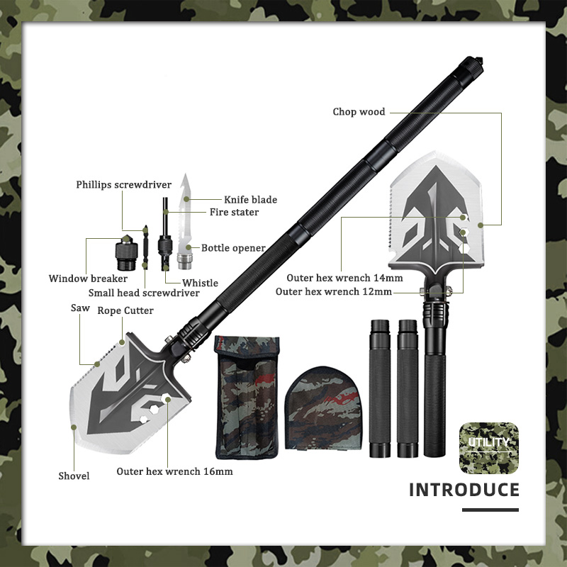 Tactical Straight-Handle Survival Shovel