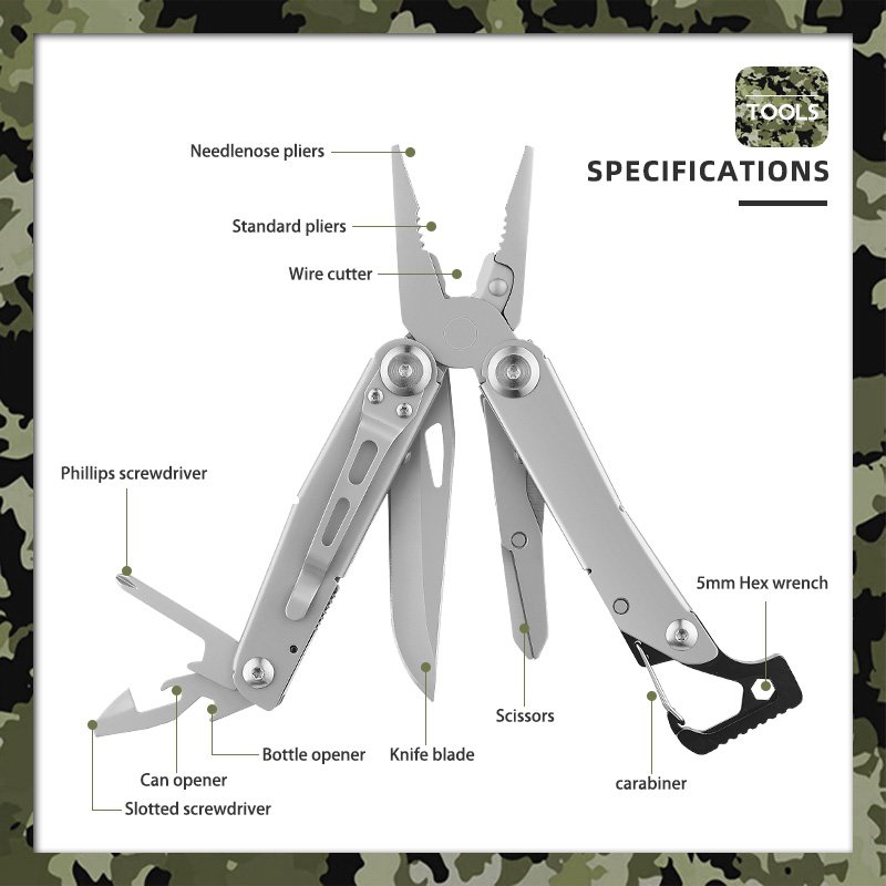Stainless Steel 10-in-1 Carabiner Multi-Tool Pliers Stainless Steel 10-in-1 Carabiner Multi-Tool Pliers
