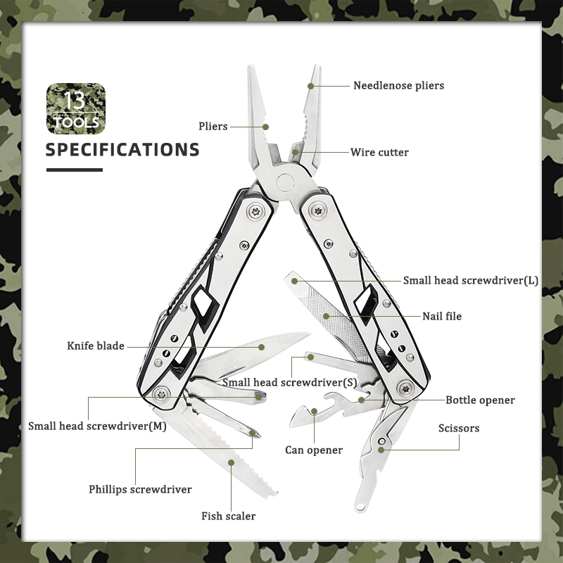 Heavy Duty 2Cr13 Stainless Steel Pocket Multi-Tool for Camping Heavy Duty 2Cr13 Stainless Steel Pocket Multi-Tool for Camping