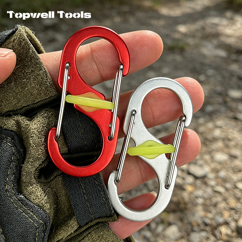 1.97” S-Type Locking Carabiner Clips, Aluminum Alloy Dual Gate Key Ring Clips with Center Lock 1.97” S-Type Locking Carabiner Clips, Aluminum Alloy Dual Gate Key Ring Clips with Center Lock