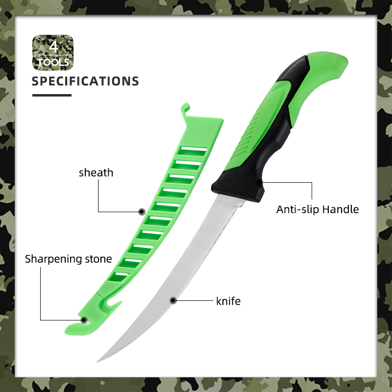 Outdoor Fishing Fillet Knife with Ergonomic Grip and 420 Stainless Steel Blade