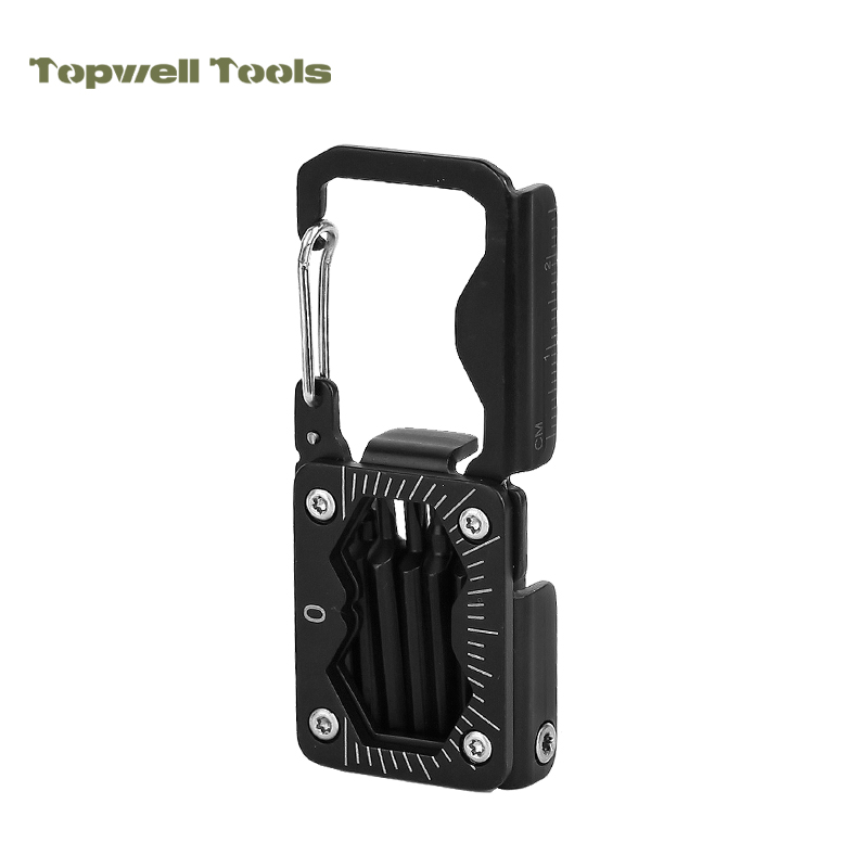 Compact Bike Maintenance Tool - Durable 2Cr13 Stainless Steel Cycling Multi-Tool with Keychain Clip, Protractor & Mobile Stand for Road & MTB