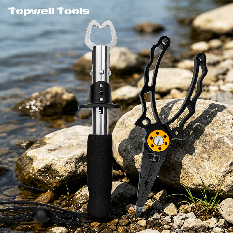 Saltwater Fishing Gear Combo - Ergonomic Hook Remover Pliers with Line Cutter & Secure EVA Handle Fish Control Gripper, Essential Angler Tool Kit Saltwater Fishing Gear Combo - Ergonomic Hook Remover Pliers with Line Cutter & Secure EVA Handle Fish Control Gripper, Essential Angler Tool Kit