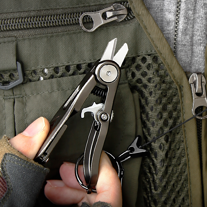 Mini Fishing Line Clipper - Compact 3.14" Zinc Alloy Handle Line Cutter, Portable Fishing Prep Multi-Tool with Safety Lock for Vest & Lanyard