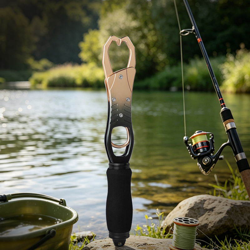 11.69" Aluminum Alloy Fish Control Clamp with Coiled Lanyard & Safe Lock Trigger, Saltwater Fishing Gear