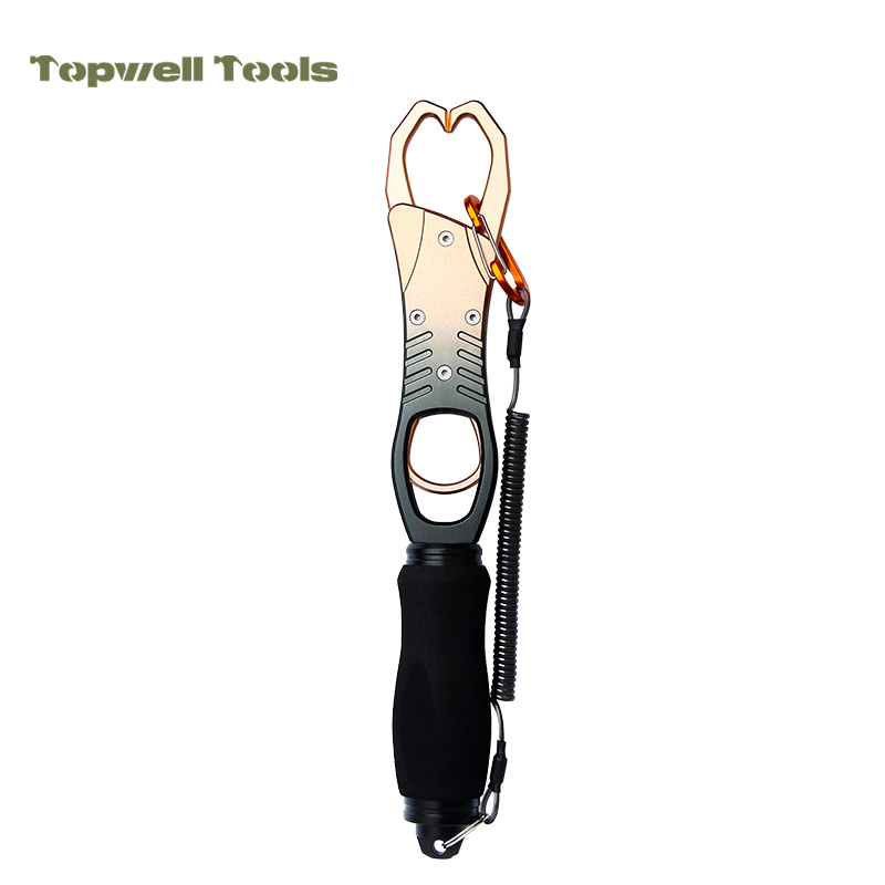 11.69" Aluminum Alloy Fish Control Clamp with Coiled Lanyard & Safe Lock Trigger, Saltwater Fishing Gear