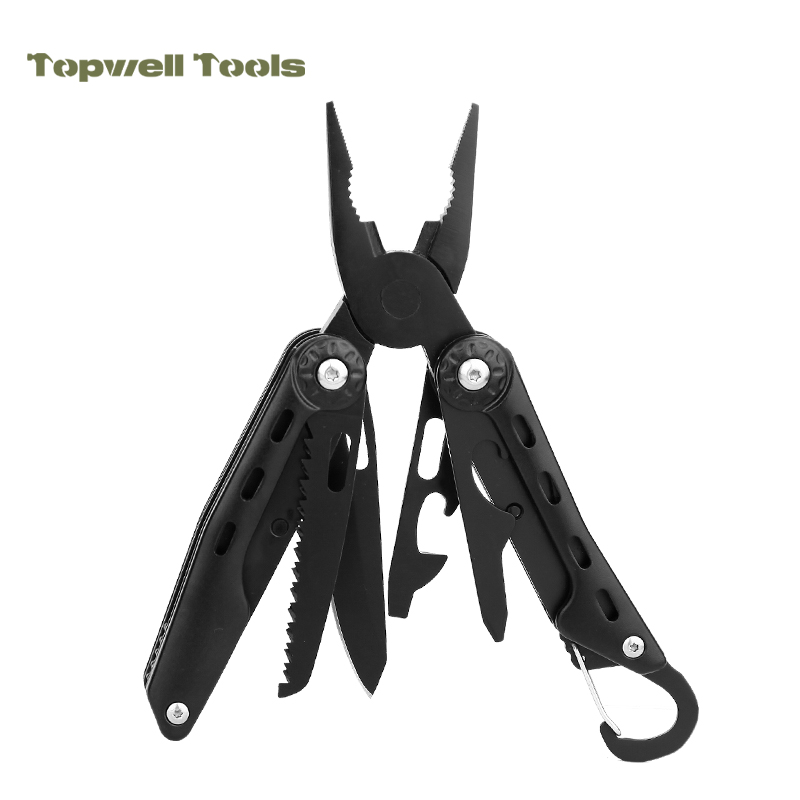 10-in-1 Compact Carabiner Multitool Pliers - Stainless Steel Folding Pocket EDC Tool 