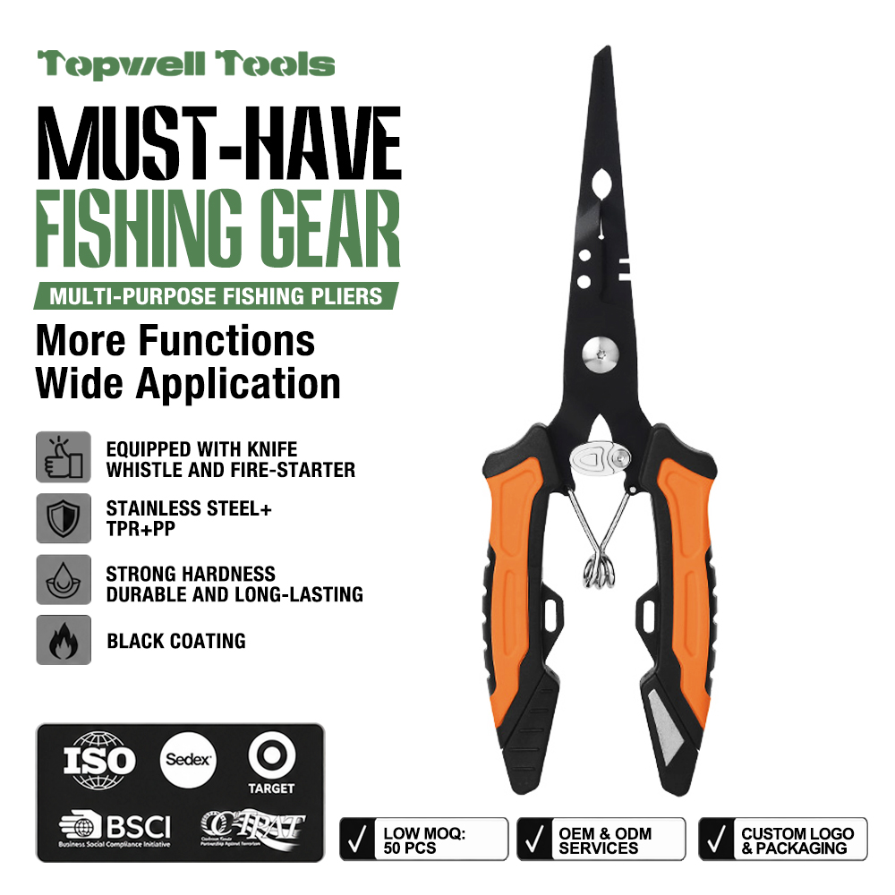 All-in-One Fishing Pliers with Survival Kit, Stainless Steel Multi-tool with Fire Starter