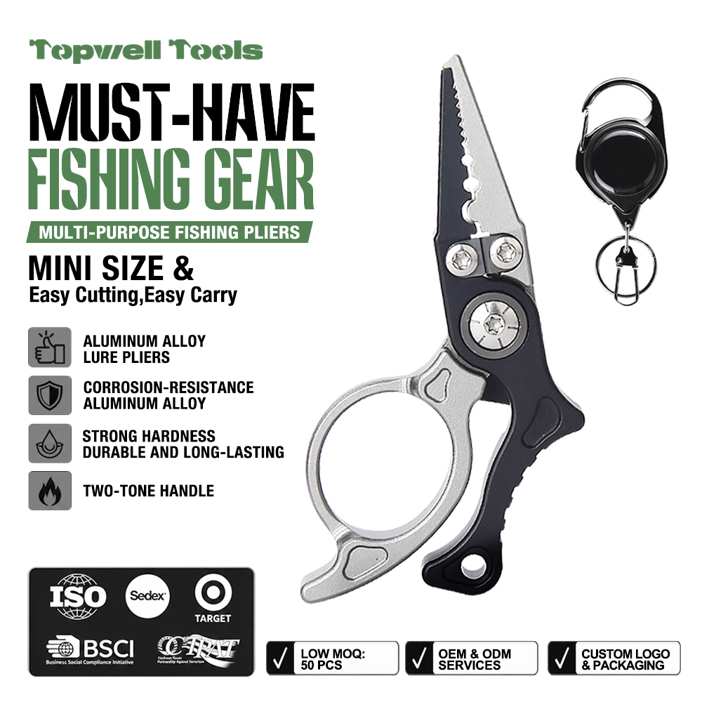 Ergonomic Aluminum Fishing Pliers with Finger Ring Grip - Split Ring Tool